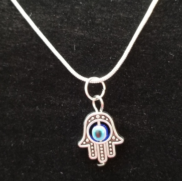 Hamsa & Evil Eye 22"\ .925 Sterling Silver Neckla - Picture 5 of 7